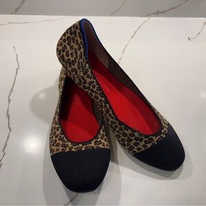 Rothy’s Leopard Print Knit Flats Black Toe Sustainable Shoes